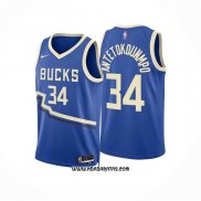 Camiseta Milwaukee Bucks Giannis Antetokounmpo #34 Ciudad 2024-25 Azul