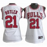 Camiseta Mujer Chicago Bulls Jimmy Butler #21 Blanco