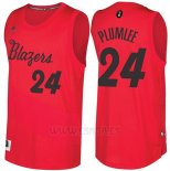 Camiseta Navidad 2016 Portland Trail Blazers Mason Plumlee #24 Rojo