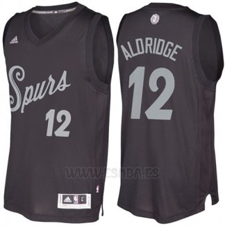 Camiseta Navidad 2016 San Antonio Spurs Lamarcus Aldridge #12 Negro