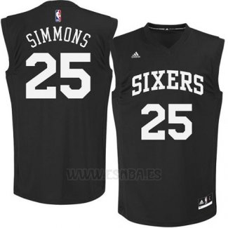 Camiseta Negro Moda Philadelphia 76ers Ben Simmons #25 Negro