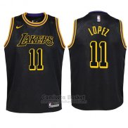 Camiseta Nino Los Angeles Lakers Brook Lopez Ciudad #11 2017-18 Negro