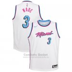 Camiseta Nino Miam Heat Dwyane Wade Ciudad #3 2017-18 Blanco