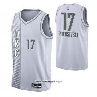 Camiseta Oklahoma City Thunder Aleksej Pokusevski #17 Ciudad 2021-22 Blanco