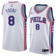 Camiseta Philadelphia 76ers James Young #8 Association 2018 Blanco