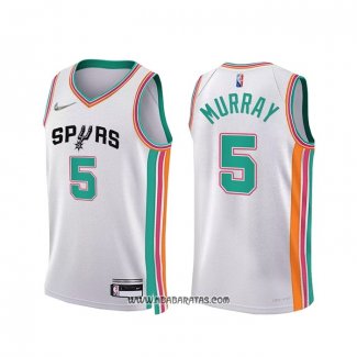 Camiseta San Antonio Spurs Dejounte Murray #5 Ciudad 2021-22 Blanco