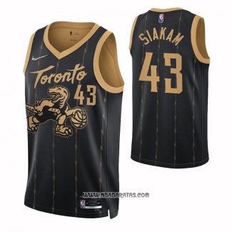 Camiseta Toronto Raptors Pascal Siakam #43 Ciudad 2021-22 Negro