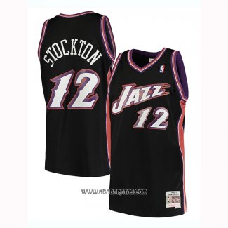 Camiseta Utah Jazz John Stockton #12 Hardwood Classics 1998-99 Negro