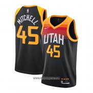 Camiseta Utah Jazz Onovan Mitchell #45 Ciudad 2020-21 Negro