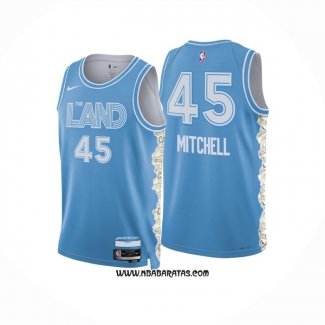 Camiseta Cleveland Cavaliers Donovan Mitchell #45 Ciudad 2024-25 Azul