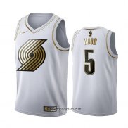 Camiseta Golden Edition Portland Trail Blazers Rodney Hood #5 Blanco