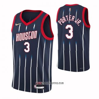 Camiseta Houston Rockets Kevin Porter JR. #3 Ciudad 2021-22 Azul