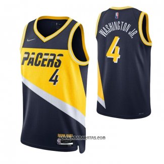 Camiseta Indiana Pacers Duane Washington Jr. #4 Ciudad 2021-22 Azul