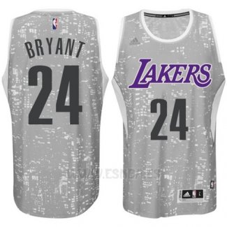 Camiseta Luces De La Ciudad Los Angeles Lakers Kobe Bryant #24 Gris