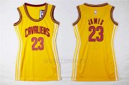Camiseta Mujer Cleveland Cavaliers LeBron James #23 Amarillo