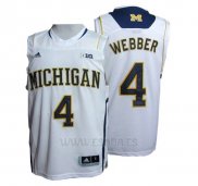 Camiseta NCAA Michigan State Spartans Chirs Webber #4 Blanco