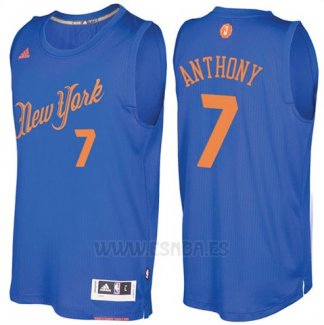 Camiseta Navidad 2016 New York Knicks Carmelo Anthony #7 Azul