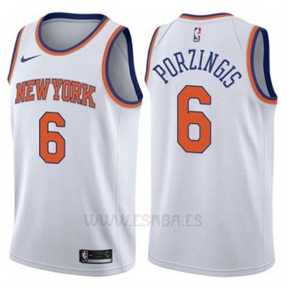 Camiseta New York Knicks Kristaps Porzingis #6 2017-18 Blanco