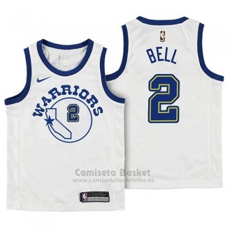 Camiseta Nino Golden State Warriors Jordan Bell Hardwood Classic #2 2017-18 Blanco