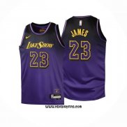 Camiseta Nino Los Angeles Lakers LeBron James #23 Ciudad 2024-25 Violeta