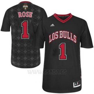 Camiseta Noches Enebea Chicago Bulls Derrick Rose #1 Negro