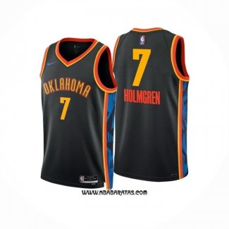 Camiseta Oklahoma City Thunder Chet Holmgren #7 Ciudad 2024-25 Negro