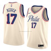 Camiseta Philadelphia 76ers Jj Redick #17 Ciudad 2018 Crema