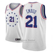 Camiseta Philadelphia 76ers Joel Embiid #21 Earned 2018-19 Gris