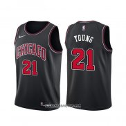 Camiseta Chicago Bulls Thaddeus Young #21 Statement Negro