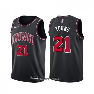 Camiseta Chicago Bulls Thaddeus Young #21 Statement Negro