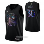 Camiseta Golden State Warriors Stephen Curry #30 Iridescent Logo Negro