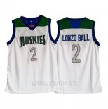 Camiseta Huskies Lonzo Ball #2 Blanco