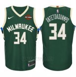 Camiseta Milwaukee Bucks Giannis Antetokounmpo #34 2017-18 Verde