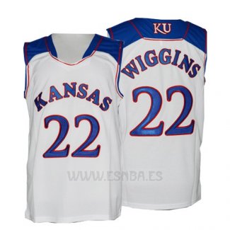 Camiseta NCAA Kansas Jayhawks Andrew Wiggins #22 Blanco