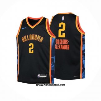 Camiseta Nino Oklahoma City Thunder Shai Gilgeous-Alexander #2 Ciudad 2024-25 Negro