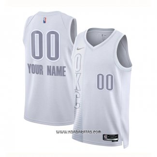 Camiseta Oklahoma City Thunder Personalizada Ciudad 2021-22 Blanco