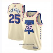 Camiseta Philadelphia 76ers Ben Simmons #25 Earned 2020-21 Crema