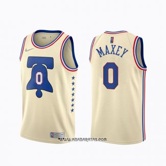 Camiseta Philadelphia 76ers Tyrese Maxey #0 Earned 2020-21 Crema