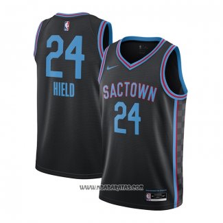 Camiseta Sacramento Kings Buddy Hield #24 Ciudad 2020-21 Negro