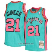 Camiseta San Antonio Spurs Tim Duncan #21 Mitchell & Ness 1998-99 Verde