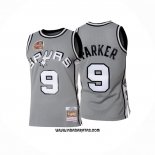 Camiseta San Antonio Spurs Tony Parker #9 Hall Of Fame Mitchell & Ness 2001 Gris