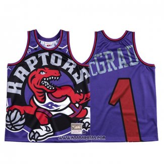 Camiseta Toronto Raptors Tracy Mcgrady #1 Mitchell & Ness Big Face Violeta