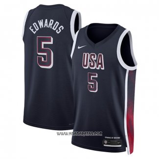Camiseta USA 2024 Anthony Edwards #5 Azul