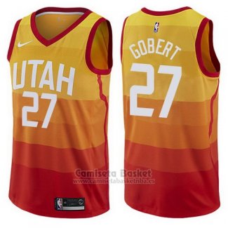 Camiseta Utah Jazz Rudy Gobert Ciudad 2017-18 Amarillo