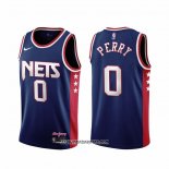 Camiseta Brooklyn Nets Reggie Perry #0 Ciudad 2021-22 Azul