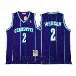 Camiseta Charlotte Hornets Larry Johnson #2 Retro Violeta
