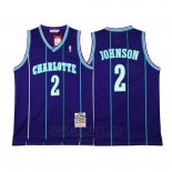 Camiseta Charlotte Hornets Larry Johnson #2 Retro Violeta