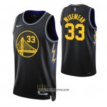Camiseta Golden State Warriors James Wiseman #33 Ciudad 2021-22 Negro