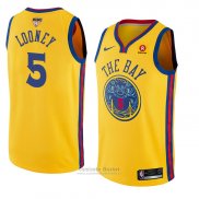 Camiseta Golden State Warriors Kevon Looney Ciudad #5 2017-18 Oro