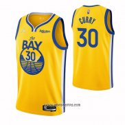 Camiseta Golden State Warriors Stephen Curry #30 Statement 2021 Oro